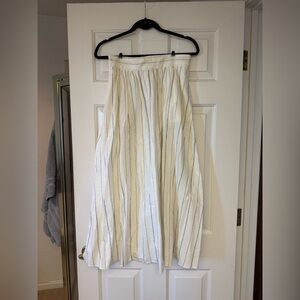 Mango Cotton and Linen Blend Striped Skirt